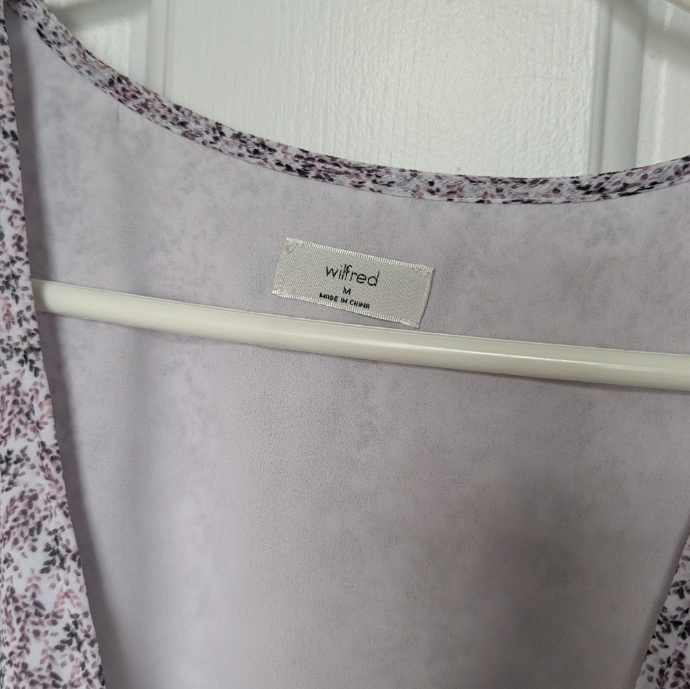 Wilfred | Lawn Wrap Mini Dress | Pink Floral Chiffon Ruffle | Size M | Aritzia - Picture 5 of 5